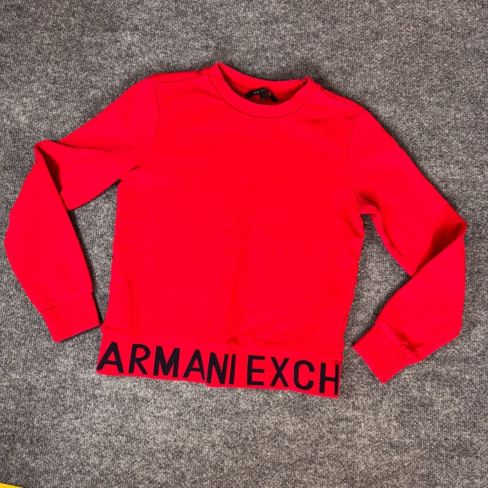 Armani Exchange Womens Red Sweater Size XS - Logo print edging